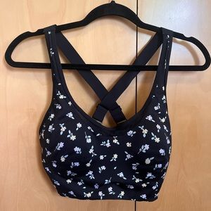 black floral sports bra